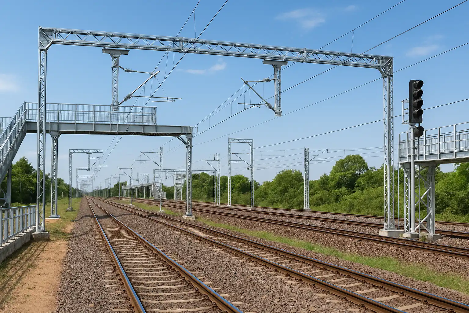 Railway OHE masts, FOB walkways, and handrails galvanized in Chennai