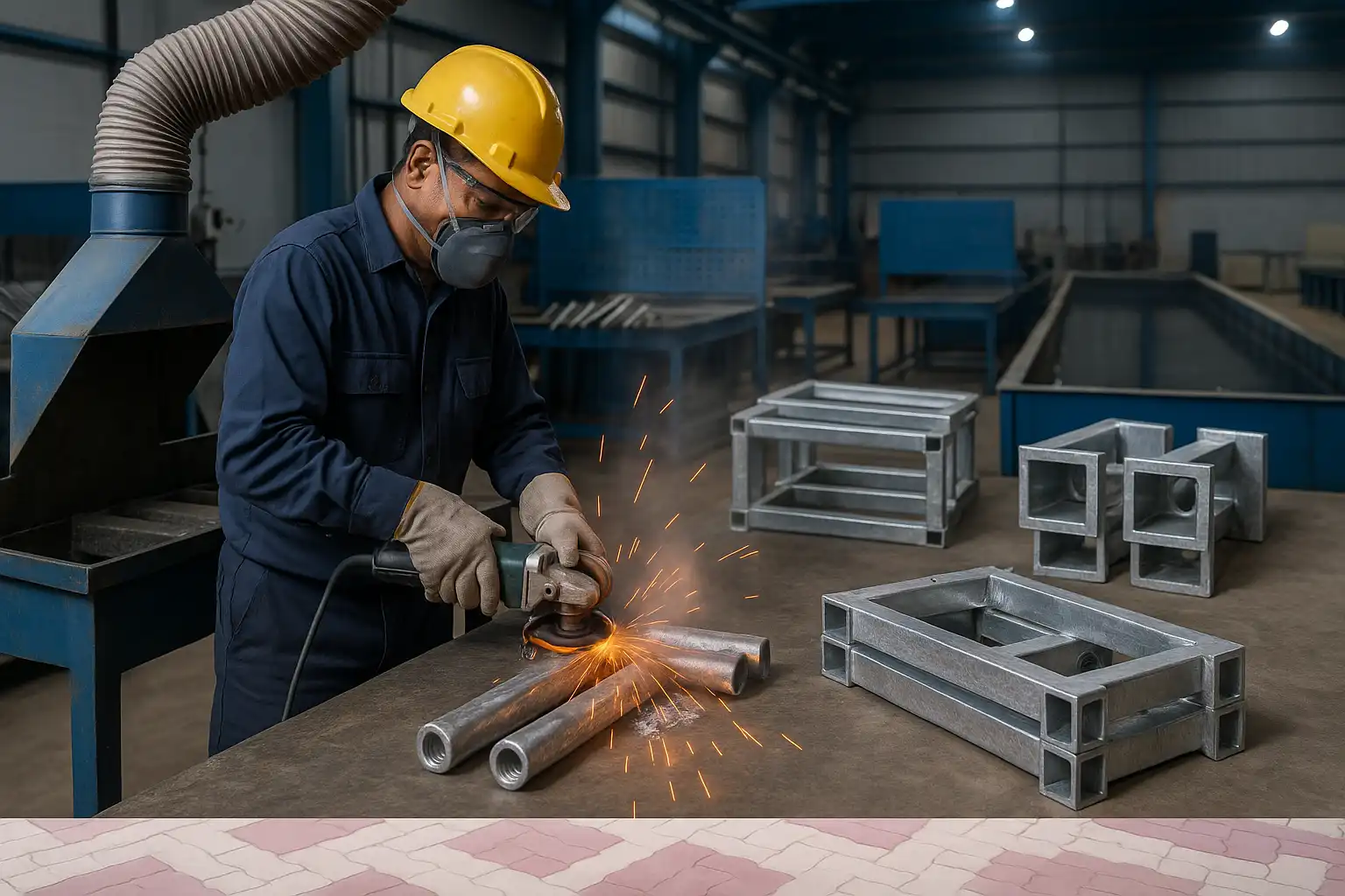 Post galvanizing finishing: fettling, passivation, marking for site-ready parts